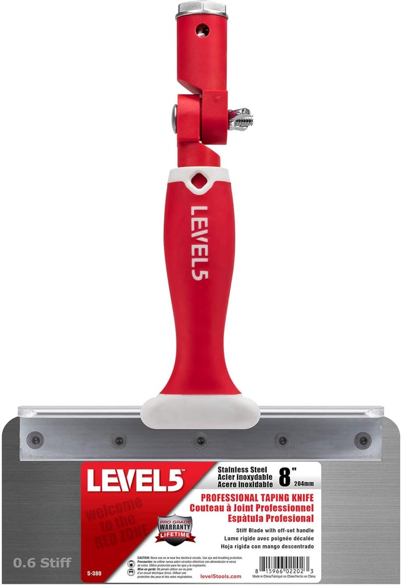 Level-5 8" Offset Knife, 0.6mm STIFF Stainless Steel Blade | Soft-Grip Handle | 5-380 - Image 1